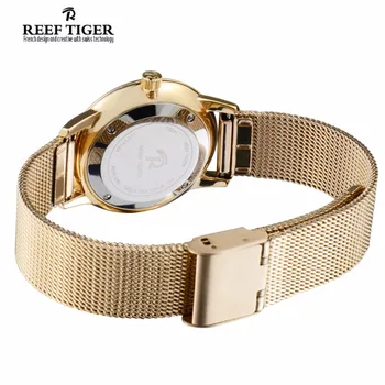 Recif de Tigru/RT Lux Ceasuri Vintage pentru Cuplu Aur Galben Ultra Subțire de Ceasuri pentru Barbati si Femei Ceasuri Quartz RGA820