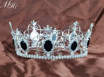 Regele Prințul Negru Pietre De Cristal Coroane Rundă Completă Cerc Diademe Mireasa Nunta Concursul Prom Party Accesorii Barbati Caciula