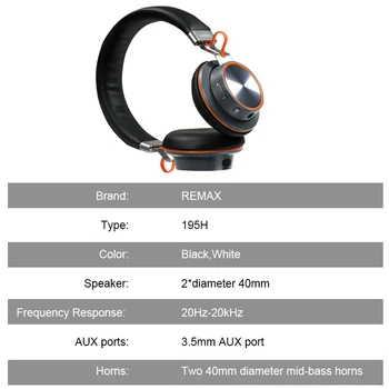 Remax 195HB Căști fără Fir Bluetooth 4.1 Stereo Hands Free cu Cască căști cu microfon pentru Iphone 7 Samsung Xiaomi