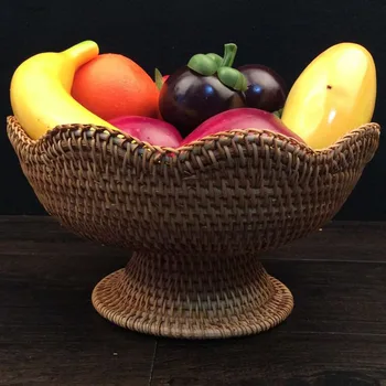 Runda Rattan Țesut de Depozitare Coș de Fructe Pentru produse alimentare gustări bomboane de fructe uscate tava stand de afișare decor fructe uscate tăvi, boluri