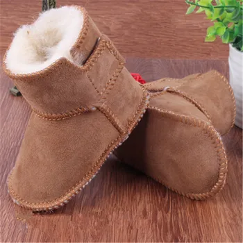 Rusia Primul Copil de Pietoni din piele de iarnă sugari pantofi de cald Faux blana fete copii papuceii din Piele de copil băiat cizme cârlig buclă