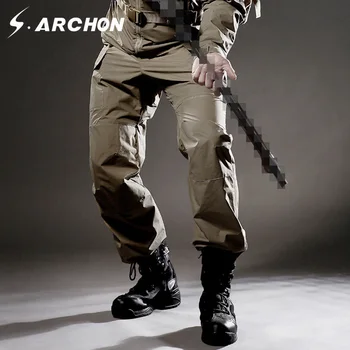 S. ARCHON Impermeabil Ușor Militari Elastic Pantaloni Casual Respirabil Tactice Cargo Pantaloni de Nailon Multi Buzunare Pantaloni de Armată