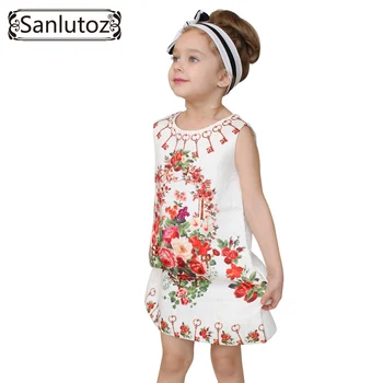 Sanlutoz Fata Rochie de Flori de Haine pentru Copii 2016 Copiilor Brand de Îmbrăcăminte Fete Haine pentru Petrecere de Vacanță Copilul