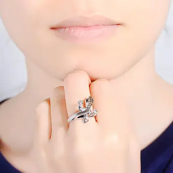 SANTUZZA Argint Șopârlă Inel Pentru Femei Argint 925 Inele de Moda pentru Femei 2017 Cubic Zirconia Ringen Petrecere Bijuterii
