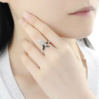 SANTUZZA Inel de Argint Pentru Femei Argint 925 Inele de Moda pentru Femei a Crescut de Culoare de Aur Cubic Zirconia Ringen Petrecere Bijuterii