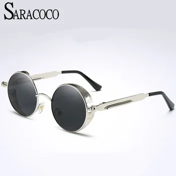 SARACOCO Vintage Rotund Steampunk ochelari de Soare pentru Femei Polarizati 2017 Designer de Brand Obiectiv Polaroid Oculos Del Sol R105