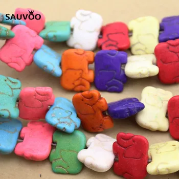SAUVOO Aprox 25pcs/lot Mixt Rosu/Albastru/Galben/Rosu Culori Sintetice Elefant Howlite Piatră Colier Margele pentru a Face Bijuterii