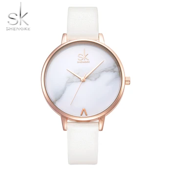Shengke Brand de Top de Moda Doamnelor Ceasuri din Piele de sex Feminin Cuarț Femei Subțire Casual Curea Ceas Reloj Mujer Marmură Dial SK