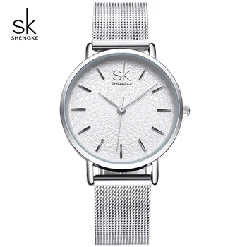 Shengke de Moda Ceasuri Femei de Argint din Oțel Inoxidabil Cuarț Ceas 2018 SK Top Brand de Lux pentru Femei Ceasuri Brățară #K0006