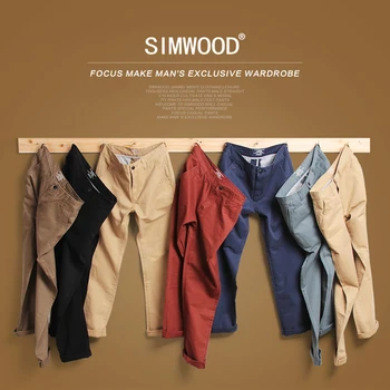 Simwood Brand de Primăvară de Iarnă de Moda Noua 2018 Drepte Slim Barbati Pantaloni Casual Bumbac Pur Om Pantaloni Plus Dimensiune KX6033