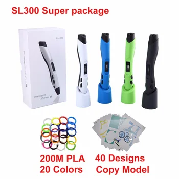 SL300 Copii doodle jucărie pen pen 3D cu 22 *10M filament PLA LCD de control viteză și temperatură în condiții de siguranță pentru copii de a utiliza