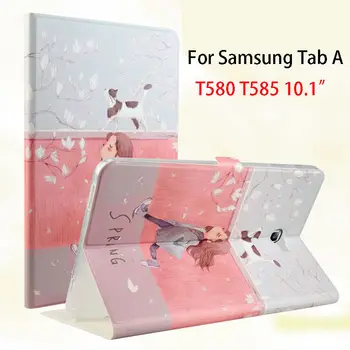 Slim Pictat din Piele de Caz Pentru Samsung Galaxy Tab Un A6 10.1 2016 T580 T585 T580N T585N Acoperi Funda Tableta pentru Copii desene animate Piele