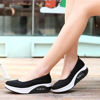 Slăbire pantofi piele femei pantofi sport femei Fitness Doamna de mers pe jos Leagăn Pantofi de Vara Fabrică a Cărei calitate Superioară 2017