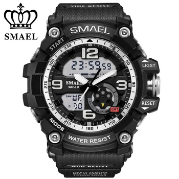 SMAEL Analog-Digital Ceas barbati sport Profesional rezistent la apa 50M Quartz cadran mare de ore militar ceasuri de mana 2018 moda