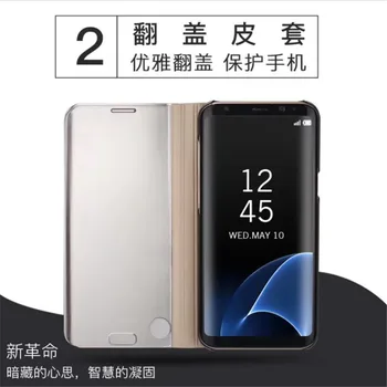 Smart View Flip Stand Caz Pentru Samsung Galaxy J3 J5 A5 2017 S9 S8 S7 Plus S6 Lux Oglindă Clară Telefon Cover Pentru Huawei P10 Lite