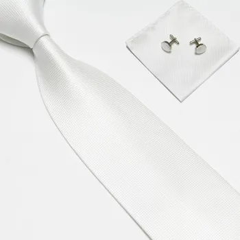 Solid gât cravată set butoni batista pentru bărbați cravate negre