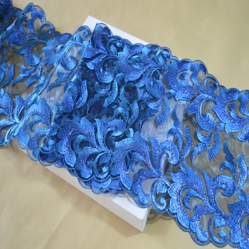 Somelace 19cm 2yds/lot strălucitoare fir albastru oglinda Broderii florale DIY dantelă de ornamente pentru articole de îmbrăcăminte și nunta decoration17012002