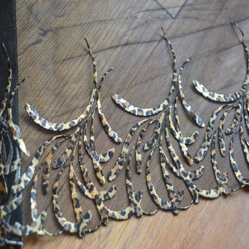 Somelace 2 yds/lot 20cm mesh negru leopard de imprimare Broderie Dantelă Asieta manual DIY accesorii din dantela materiale textile 092506