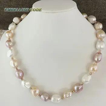Speciale semi baroc neregulate perla a Crescut de Aur margele colier Mixte de culoare alb roz violet stely perle de apă dulce pentru femei