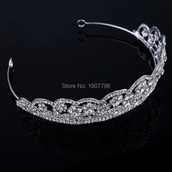 Spumante Superba Argint Placat Cu Cristal Austriac Mare Nunta Coroana Hairband Diadema Mireasa Accesorii