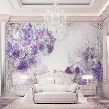 Stil European Floare Violet Bijuterii Fotografie 3D Murală Tapet Living Hotel de Moda de Design Interior de Lux imagini de Fundal Fresco