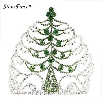 StoneFans Coroană de Crăciun Pomul de Crăciun Decor Bijuterii Stras Planta Coroane Și Tiara De Printesa Si Regina Cadouri HG026