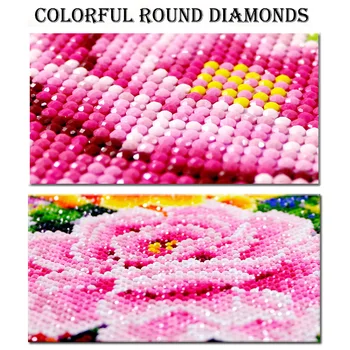 Stras rotund Pictura Grațios cu Flori de Cristal Decor Acasă DIY 5D Diamant Pictura Cross Stitch Model Diamant Broderie