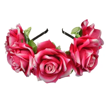 Superba Bohemia roșu mare de flori de trandafir cap bandana floral hairband coroana headress pentru adulți vinde