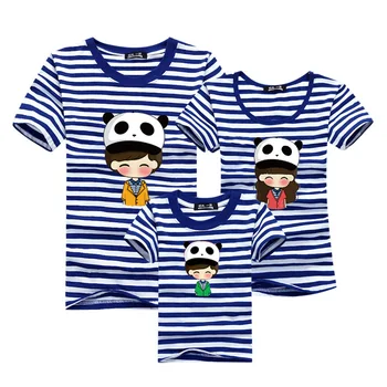 T-shirt de Familie Potrivire de Bumbac cu Dungi mama și fiica rochii haine Tatăl și Fiul Tricou haine Părinte-Copil scurtă de Îmbrăcăminte