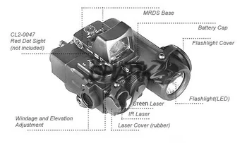 Tactic DBAL-D2 Dual Beam cu Scopul de Laser Verde w/IR LED Clasa 1 Armă de Lumină Paintball Accesoriu HS15-0074