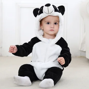 Toamna Animal Baby Boy Fata De Salopetă Flanel Ochi De Iepure, Panda Îmbrăcăminte Pentru Copii Cu Gluga Salopete Calde Salopeta Nou-Născut Onesie