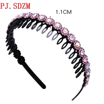 Toate se Potrivesc Femei Hairband Rhinstone Plin de Cristal Chic Feminin Accesoriu de Par cu Dinti Non-alunecare Coreea de Scurtă Bentita Cadou HB0032