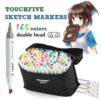 TouchFive 168 Culori Desen Markeri Pen Alcool Dual Condus Sfaturi pentru Desen Manga Marker Design