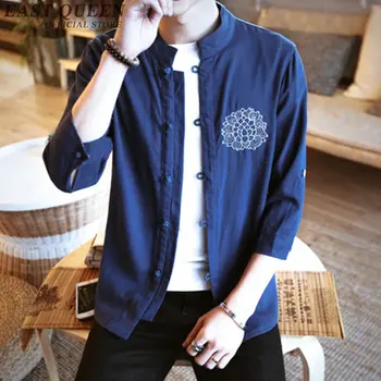 Tradițional mens îmbrăcăminte Chineză oriental masculin lenjerie de cămașă mâneci scurte, lenjerie de cămăși albe vintage pânză KK1001 HQ