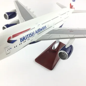 TRANSPORT GRATUIT 45-47CM BRITISH AIRWAY A380 BAZĂ de METAL ȘI RĂȘINĂ MODEL de AVION de AERONAVE MODEL de AVION de JUCĂRIE CADOU de ZIUA de nastere