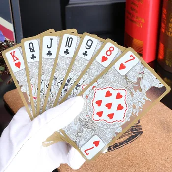 Transport gratuit 55pcs/set impermeabil din plastic pvc poker card de punte colectiv de aur marginea set de carti de joc