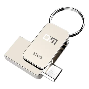 Transport gratuit DM PD020 8GB 16GB 32GB, USB2.0 cu dublu conector OTG pentru smartphone și calculator rezistent la apa carcasa metalica