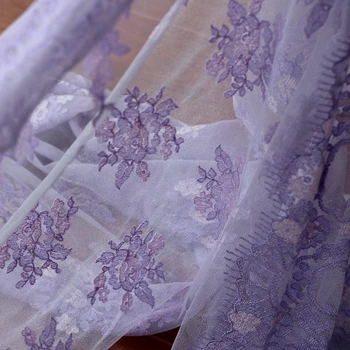 Transport gratuit violet High-end de lux de Epocă Brodate Dantelă Tesatura cu imprimeu floral , Rochie de Mireasa Dantela Tesatura