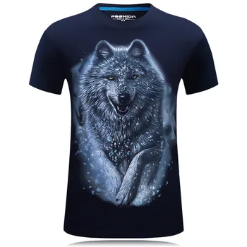 Tricou Barbati Zapada Wolf 3D Bumbac Imprimat Swag Amuzant tricouri Unisex palatul Tricou Barbati Alb de Brand de Îmbrăcăminte camisetas hombre