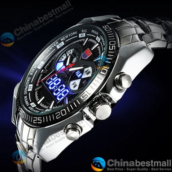 TVG Brand de Lux din Oțel Inoxidabil Ceas Digital Ceas cu LED Sport Barbati 30M Dual Mișcări Impermeabil Ceasuri Relogio Masculino