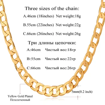 U7 de Culoare de Aur Coliere Pentru Bărbați Bijuterii 5MM en-Gros de Moda Trendy Link-ul Lanț Coliere N311