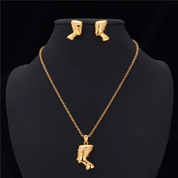 U7 Egipt Regina Cercei & Pandantiv Colier De Vânzare Set African De Culoare De Aur De Epocă Egiptean Set De Bijuterii Pentru Femei S616