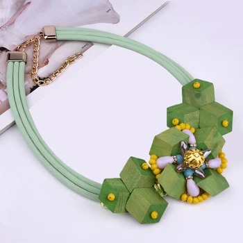 UDDEIN Lemn Verde Floare Colier Declarație de Moda Colier Guler Handmade Țese Exagera Accesorii Nunta Collares