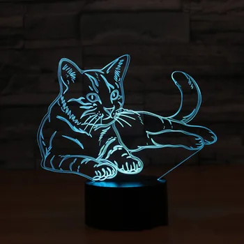 Uimitoare 3D LED Lumina de Noapte Alertă Pisica cu 7 Culori deschise pentru Decorațiuni interioare Lampa de Vizualizare Uimitoare Iluzie cadou