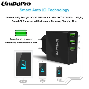 Unidopro 3Port USB UE Plug AC Încărcător de Perete pentru Onda V10 Pro/Plus/4G/3G V80PLUS/SE/Octa Core 2.4-O Călătorie Chargeur w/ LED Display