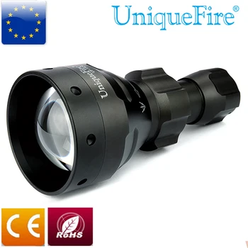 UniqueFire UF-1504 PUȚIN Verde/Rosu/Alb Lumina 67mm Modul 3 Lentile Convexe Aluminiu Negru Lanterna pentru Baterie Reîncărcabilă