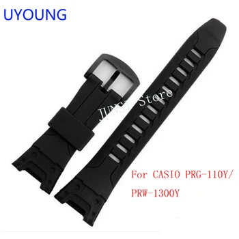 UYOUNG Watchband Pentru Casio PRG-110Y/PRW-1300Y Ceas benzi de Silicon Negru Curea din Cauciuc Pentru bărbați Brățară