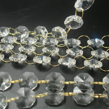 Vanzari 100m 14mm Clar Octogon de Culoare Margele cu Aur Inele Decorative din Sticla de Cristal Ghirlande de Masă Florale Decor