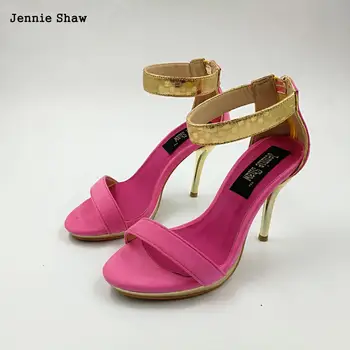 Vara femeile bling dimensiune platforma 32 33 40 fermoar sandale sexy bloc de culoare rose femei banchet pantofi cu tocuri înalte, sandale