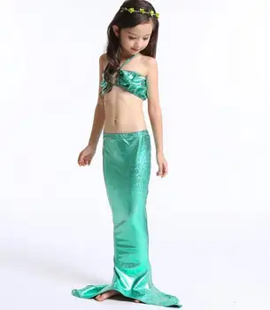 Varsta 3-12Y 2016 cele mai Noi Prințesă Frumoasă Copii Fete Coada de Sirena Baie Split costume de Baie Costum de Baie Bikini Set Rochie